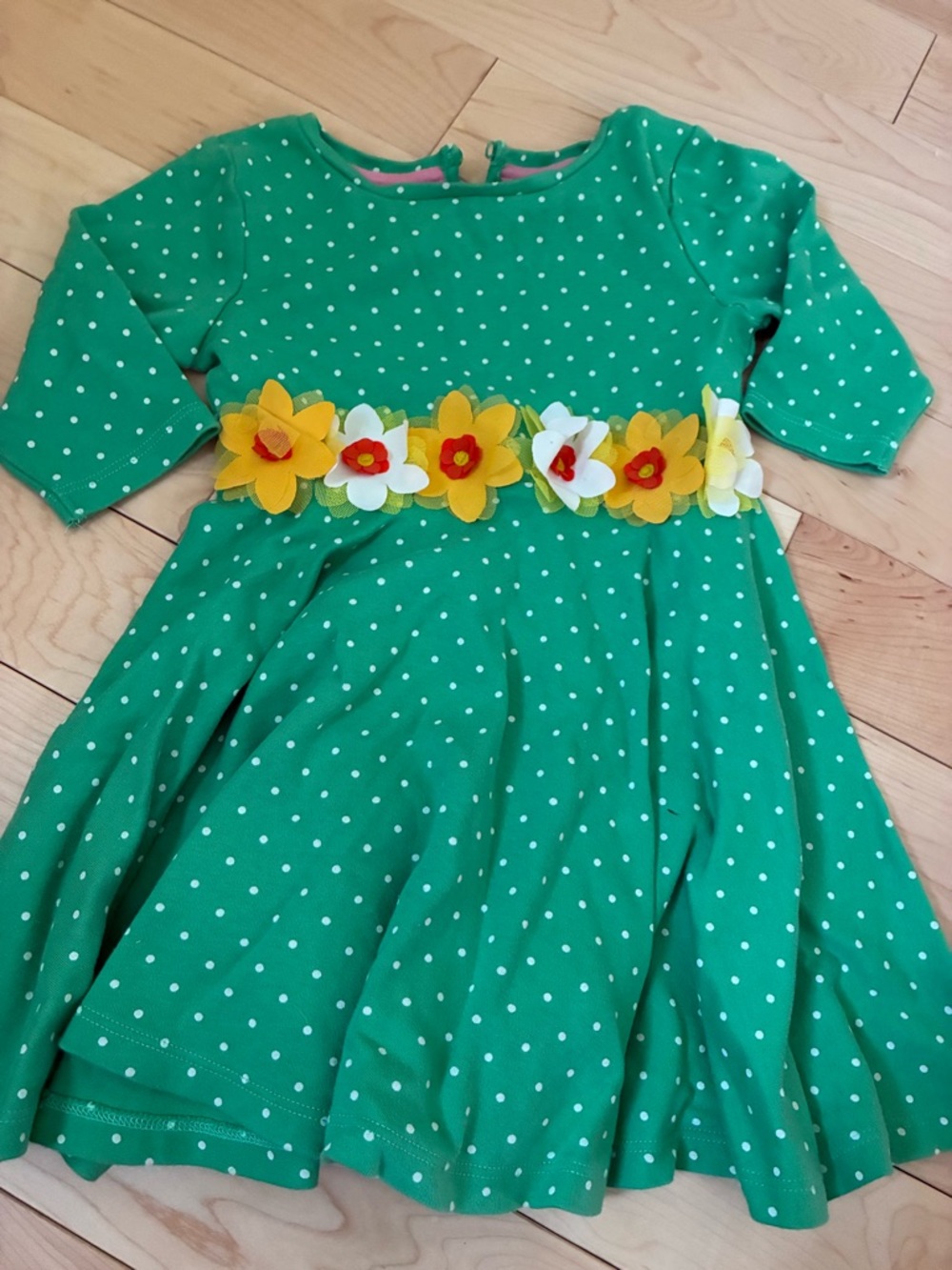 Girls' Mini Boden 3/4 Dress with Flower Belt